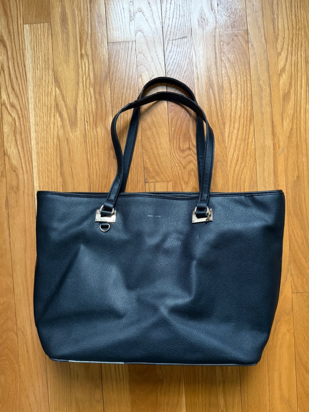Anne Klein Black Pebbled Tote with Gold Hardware